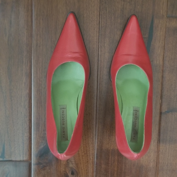 FABIO RUSCONI Red Leather Pointy Toe Pump - Size 5 - Picture 9 of 11